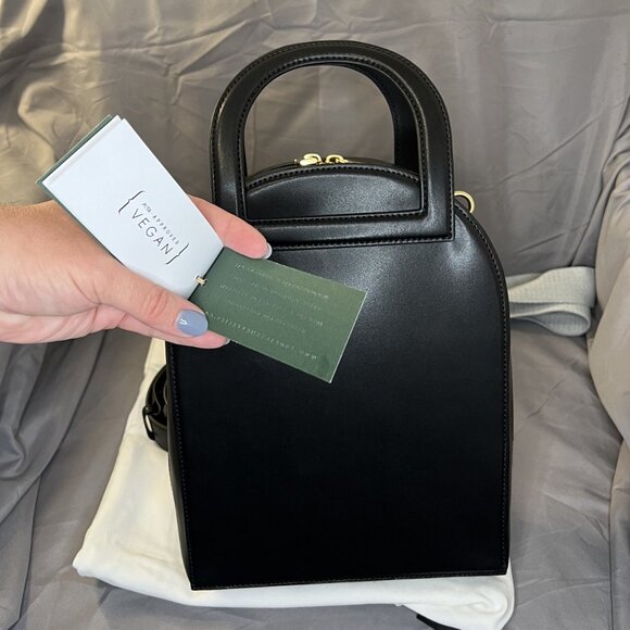 Unique Arch Satchel Crossbody, Black, Vegan Leather, Alkeme Atelier, "Earth" NWT - Picture 12 of 14